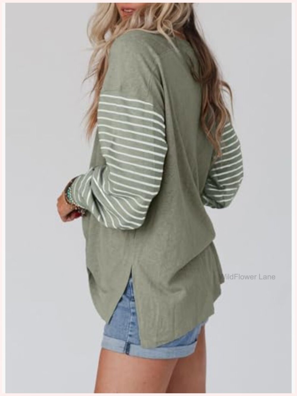 Oversized Color Block Crew Neck Long Sleeve Blouse Tunic Top - Picture 5 of 7